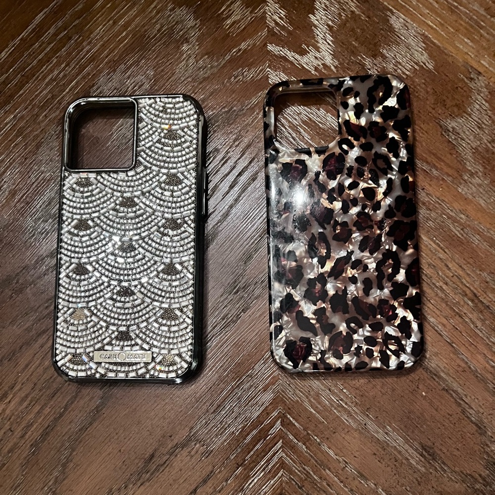 Case-Mate Gold Bling Mosaic and Unbranded Leopard Phone Cases - Silver and Brown